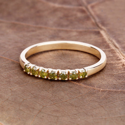 0.22 Carat Genuine Dark Yellow Diamond 14K Yellow Gold Ring (I1-I2)