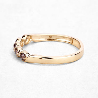0.19 Carat Genuine Champagne Diamond 14K Yellow Gold Ring (I1-I2)