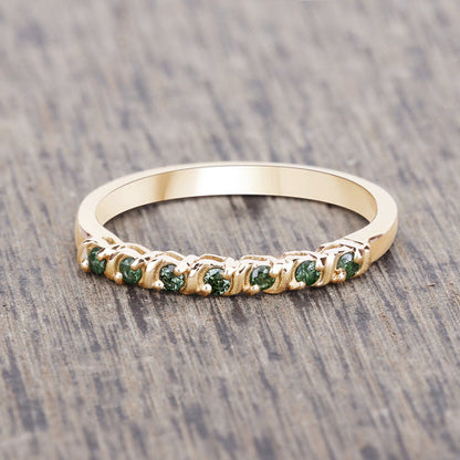 0.16 Carat Genuine Green Diamond 14K Yellow Gold Ring (I1-I2)