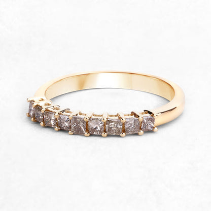 0.50 Carat Genuine Champagne Diamond 14K Yellow Gold Ring (I1-I2)