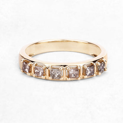 0.49 Carat Genuine Champagne Diamond 14K Yellow Gold Ring (I1-I2)
