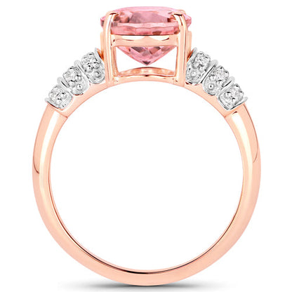 3.11 Carat Genuine Pink Tourmaline and White Diamond 14K Rose Gold Ring