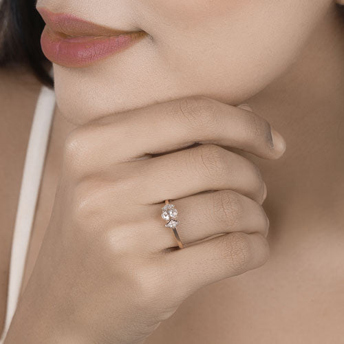 0.46 Carat Genuine Morganite and White Diamond 14K Rose Gold Ring