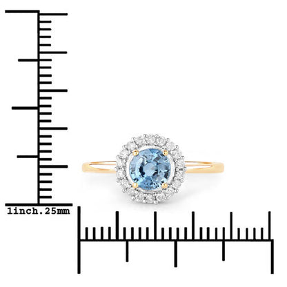 1.03 Carat Genuine Blue Sapphire and White Diamond 14K Yellow Gold Ring