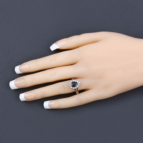 1.46 Carat Genuine Blue Sapphire and White Diamond 10K White Gold Ring