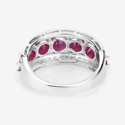 3.24 Carat Genuine Ruby and White Diamond 14K White Gold Ring