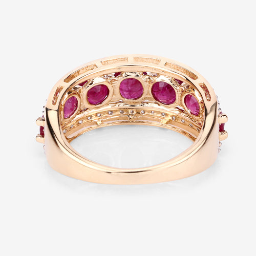 3.24 Carat Genuine Ruby and White Diamond 14K Yellow Gold Ring