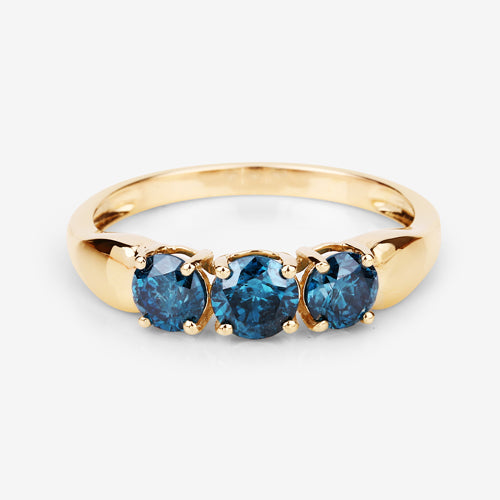 1.03 Carat Genuine Blue Diamond 14K Yellow Gold Ring