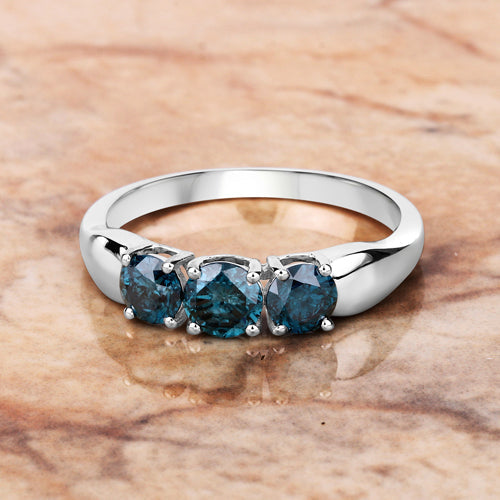 1.03 Carat Genuine Blue Diamond 14K White Gold Ring