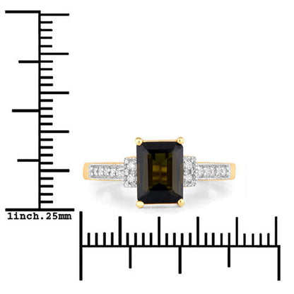 1.73 Carat Genuine Green Tourmaline and White Diamond 14K Yellow Gold Ring