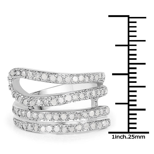 0.83 Carat Genuine White Diamond .925 Sterling Silver Ring