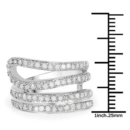 0.83 Carat Genuine White Diamond .925 Sterling Silver Ring
