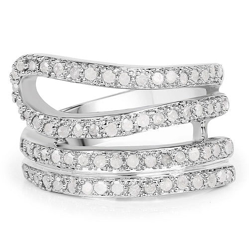 0.83 Carat Genuine White Diamond .925 Sterling Silver Ring