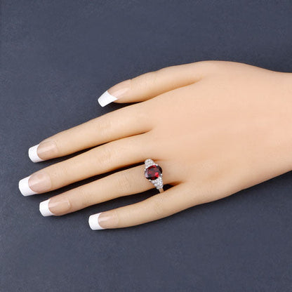 2.87 Carat Genuine Rhodolite and White Diamond 14K White Gold Ring