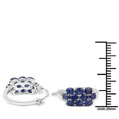 10.40 Carat Genuine Blue Sapphire .925 Sterling Silver 3 Piece Jewelry Set (Ring, Earrings, and Pendant w/ Chain)