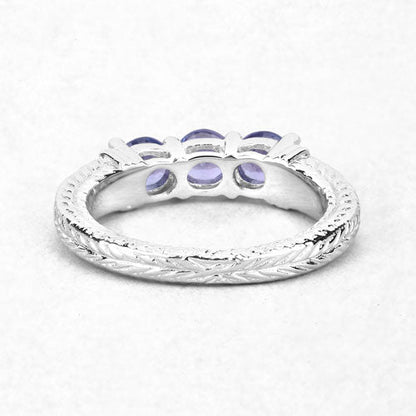 1.11 Carat Genuine Tanzanite .925 Sterling Silver Ring