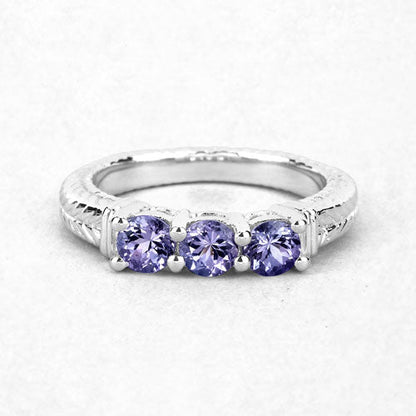 1.11 Carat Genuine Tanzanite .925 Sterling Silver Ring