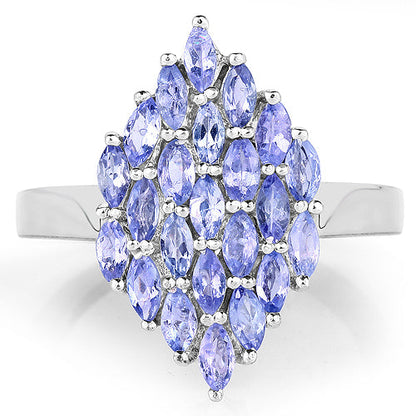 1.84 Carat Genuine Tanzanite .925 Sterling Silver Ring