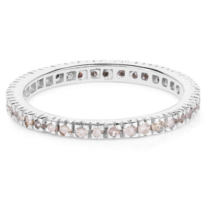 0.57 Carat Genuine Champagne Diamond .925 Sterling Silver Ring