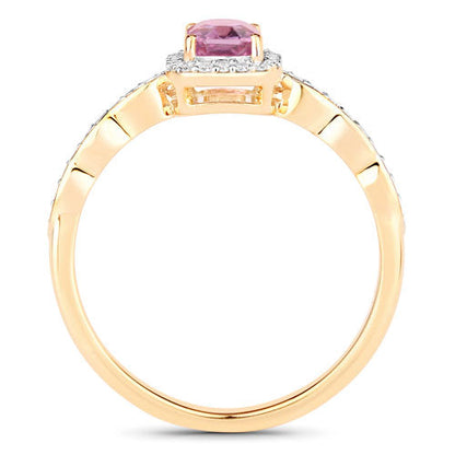 0.80 Carat Genuine Pink Sapphire and White Diamond 14K Yellow Gold Ring