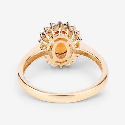 1.87 Carat Genuine Spessartite Garnet and White Diamond 14K Yellow Gold Ring