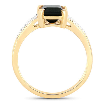 1.91 Carat Genuine Green Tourmaline and White Diamond 14K Yellow Gold Ring