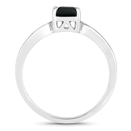 1.19 Carat Genuine Green Tourmaline and White Diamond 14K White Gold Ring