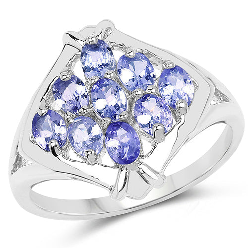 1.53 Carat Genuine Tanzanite .925 Sterling Silver Ring
