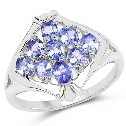 1.53 Carat Genuine Tanzanite .925 Sterling Silver Ring