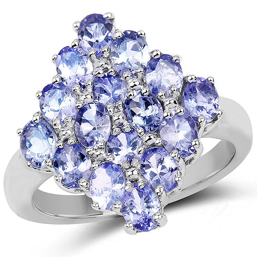 2.72 Carat Genuine Tanzanite .925 Sterling Silver Ring
