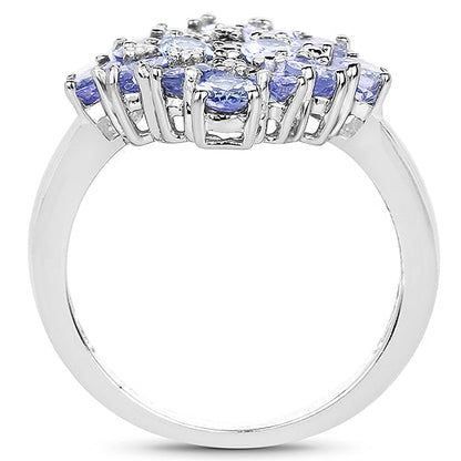 2.72 Carat Genuine Tanzanite .925 Sterling Silver Ring