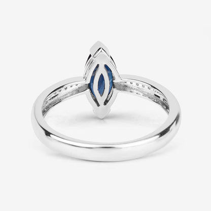 1.44 Carat Genuine Blue Sapphire and White Diamond 14K White Gold Ring