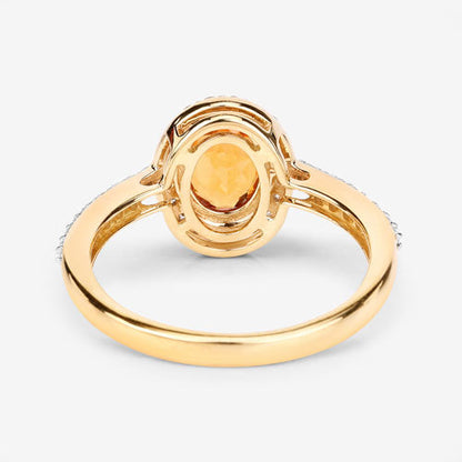 1.66 Carat Genuine Spessartite Garnet and White Diamond 14K Yellow Gold Ring