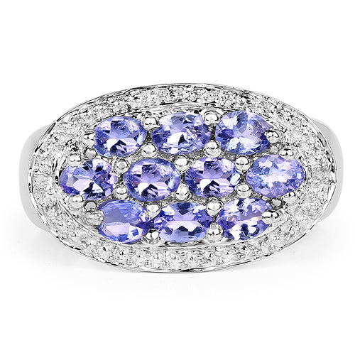 1.70 Carat Genuine Tanzanite .925 Sterling Silver Ring