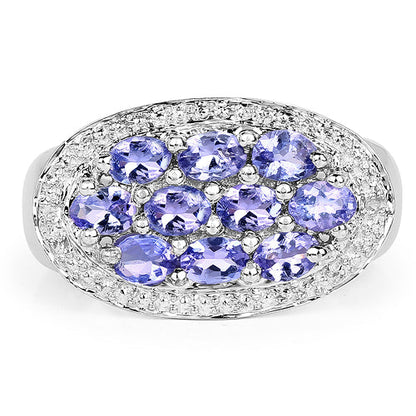 1.70 Carat Genuine Tanzanite .925 Sterling Silver Ring