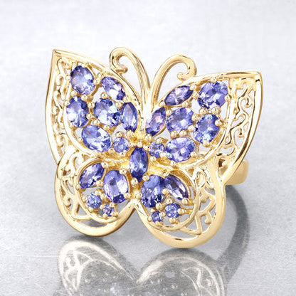 2.50 Carat Genuine Tanzanite .925 Sterling Silver Ring