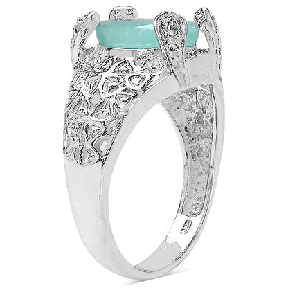 2.52 Carat Genuine Emerald & White Topaz .925 Sterling Silver Ring
