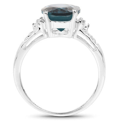 2.64 Carat Genuine London Blue Topaz and White Topaz .925 Sterling Silver Ring