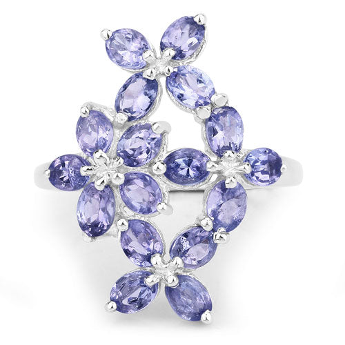 2.89 Carat Genuine Tanzanite .925 Sterling Silver Ring