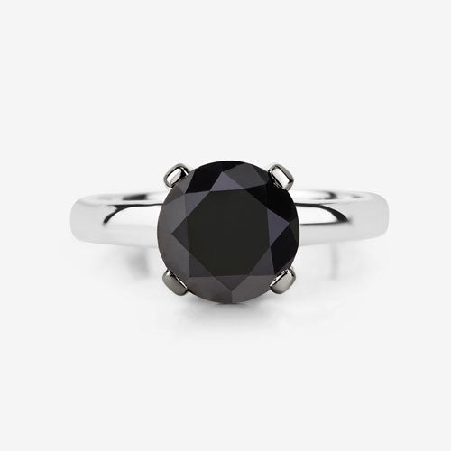 3.00 Carat Genuine Black Diamond 14K White Gold Ring