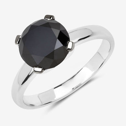 3.00 Carat Genuine Black Diamond 14K White Gold Ring