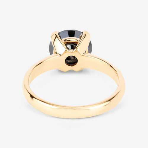 3.00 Carat Genuine Black Diamond 14K Yellow Gold Ring