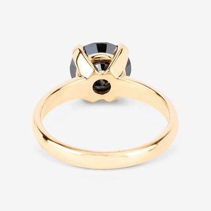 3.00 Carat Genuine Black Diamond 14K Yellow Gold Ring