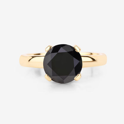 3.00 Carat Genuine Black Diamond 14K Yellow Gold Ring