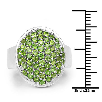 2.17 Carat Genuine Chrome Diopside .925 Sterling Silver Ring