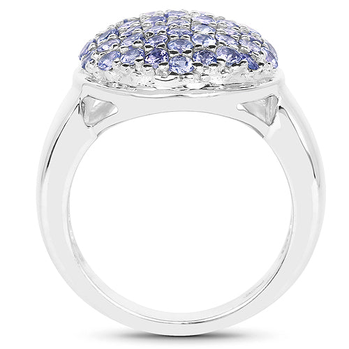 2.00 Carat Genuine Tanzanite .925 Sterling Silver Ring