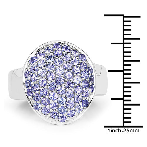 2.00 Carat Genuine Tanzanite .925 Sterling Silver Ring