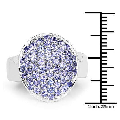 2.00 Carat Genuine Tanzanite .925 Sterling Silver Ring