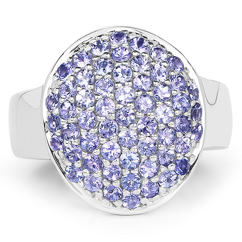 2.00 Carat Genuine Tanzanite .925 Sterling Silver Ring