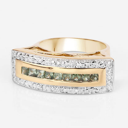 1.08 Carat Genuine Green Sapphire .925 Sterling Silver Ring